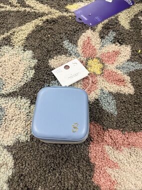 Time and Tru Light Blue Jewelry Case with Gold 'S' Accent